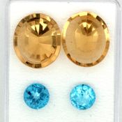 2 Berylle 20.78 ct. und 2 Topase 5.13 ct. Set fuer Ohrschmuck