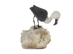 Farbstein Figur Flamingo 557.65 g. ca. 11 x 9 x 16 cm