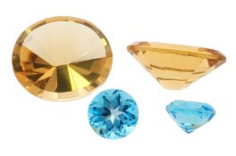 2 Berylle 20.78 ct. und 2 Topase 5.13 ct. Set fuer Ohrschmuck