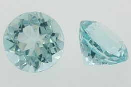 Aquamarin Paar Rund 7.87 ct. fuer Ohrstecker