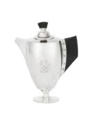 Verseuse sur piédouche Art Déco en argent 925, par Michelsen, Danemark, motif gravé sur le corps et