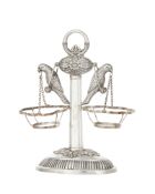 Monture en argent, figurant 2 perroquets sur un perchoir, XXe s., la prise anneau, h. 18 cm, 100g
