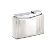 Briquet de table en métal et argent Sterling par Georg Jensen, à décor de filets, h. 6,5 cm