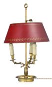 Lampe bouillotte de style Restauration, XIXe s., en bronze doré à décor de col de cygnes et fleurs,