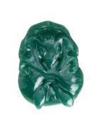 Pendentif en aventurine, Chine, orné d'une chauve-souris et d'une pêche, h. 4,5 cm