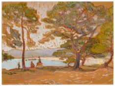 Alexis Louis de Broca (1868-1948), "Le Lavandou", 1912, aquarelle sur papier monté sur carton, signé