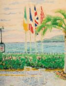 Jules Cavaillès (1901-1977), La croisette, gouache sur papier, signée, 61,5x44 cm (à vue)