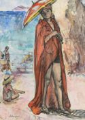 Henri Baptiste Lebasque (1865-1937), La baigneuse, gouache et fusain sur papier, signée, 50,5x36 cm