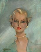 Jean Gabriel Domergue (1889-1962), "Portrait de Lisa, Madame Paul Cartier", huile sur toile, signée,