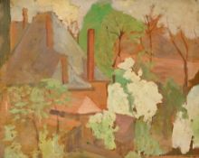 Ecole française du XXe s., Paysage, huile sur carton, signée, 32,5x41 cm
