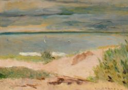 Carmelo de Arzadun (1888-1968), Paysage de bord de mer, huile sur carton, signée, 47x66,5 cm (à vue)
