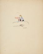 Charles Loupot (1892-1962), Jeune fille lisant, 1920, crayon et gouache sur papier, rehauts dorés, s