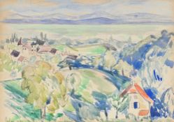 Henri Manguin (1874-1949), Vue de Colombier, aquarelle sur papier, signée et située, 17x24 cm (à vue