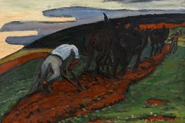 René Seyssaud (1867-1952), "Le labourage", vers 1910, huile sur carton, signée, 81x116 cm Expositio