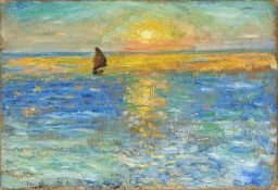 René Seyssaud (1867 - 1952), "Marine, soleil couchant sur la mer à Agay", c. 1896, huile sur toile,