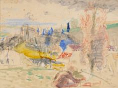 Michel Kikoine (1892-1968), "Sur le motif", 1944, technique mixte sur papier, signée et datée, 27,5x