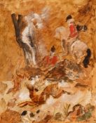 Charles Dufresne (1876-1938), "La chasse à courre", huile et encre sur papier marouflé sur toile, 39