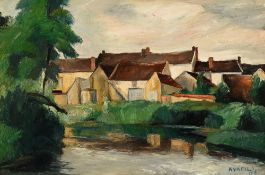 Charles Kvapil (1884-1957), "Maison des journalistes"_,_ 1926, huile sur toile, signée et datée, con