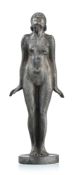 Joanny Durand (1886-1955), Femme nue, sculpture en bronze à patine argentée, signée, h. 20,5 cm