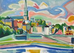 Maurice Grossman (c.1900-1976), Vue de village, 1950, huile sur toile, signée et datée, contresignée