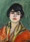 Charles Camoin (1879-1965), "Jeune fille à l'écharpe jaune", 1936, huile sur toile, signée, 33x24 cm