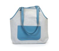 Hermès, sac Jardinier en toile H et cuir bleu jean, housse, 38x32 cm