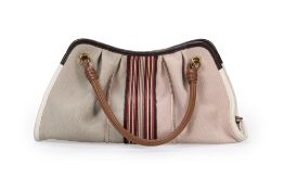 Bottega Veneta, sac Top Handle en toile rose et beige, housse, 16x32 cm