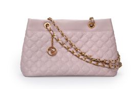 Chopard, sac Cabas Shopper en cuir lilas pale matelassé à médaillons, double bandoulière à chaînette