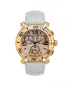 Chopard, Happy Sport, réf. 1269, montre chronographe en or rose 750 ornée d'un cadran en nacre rehau