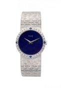 Piaget, réf. 9706 A 6, montre-bracelet en or gris 750 ornée d'un cadran en lapis-lazuli, lunette ser
