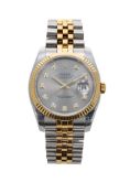 Rolex, Datejust, réf. 116233/2080, montre-bracelet en acier et or avec index sertis de diamants, cir