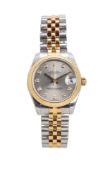 Rolex, Datejust, réf. 178273/2300, montre-bracelet en acier et or avec index sertis de diamants, cir
