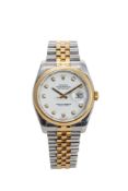 Rolex, Datejust, réf. 116203, montre-bracelet en acier et or avec index sertis de diamants Mouveme