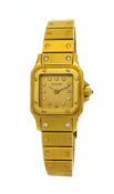 Cartier, Santos, montre-bracelet en or 750 avec index et derniers maillons sertis de diamants Mouv