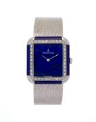 Jaeger-LeCoultre, montre-bracelet en or gris 750 avec le cadran et le boîtier ornée de lapis-lazuli,