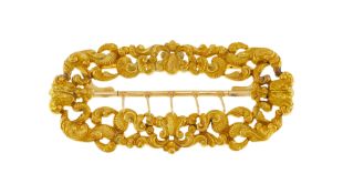 Boucle de ceinture XIXe s., or ciselé à décor de feuilles d'acanthes, long. 9.5 cm, 24g