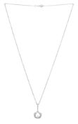 Pendentif or gris 750 ajouré serti au centre d'un diamant taille brillant, sur sa chaîne or gris 750