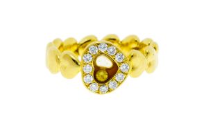 Chopard, Happy Diamonds, bague cœurs or 750 sertie de diamants dont un mobile entre deux plaques de