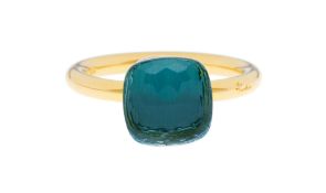 Pomellato, Nudo, bague or 750 sertie d'une topaze facettée, signée, numérotée, doigt 58-18, boîte