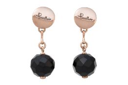 Pomellato, paire de pendants d'oreilles or rose 375 retenant des billes de jais facettées, signées,