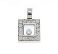 Chopard, Happy Diamonds, pendentif carré or gris 750 serti de diamants taille brillant dont un mobil