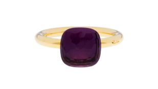 Pomellato, Nudo, bague or 750 sertie d'une améthyste facettée, signée, numérotée, doigt 58-18, 7g
