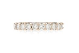 Anneau rivière or gris 750 serti de diamants taille brillant, doigt 51-11