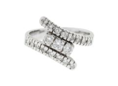 Bague or gris 750 sertie de trois lignes de diamants taille brillant, doigt 56-16, 6g