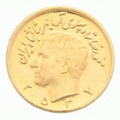 Royaume d'Iran, Mohammad Reza Shah (1941-1979), 1/2 pahlavi en or, 2537 MS (1978), tranche striée, d