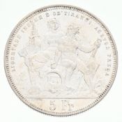 Tir Fédéral de Lugano, 1883, écu de tir (5 francs) en argent, tranche striée, diam. 3,7 cm, 25 g.