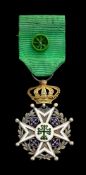 Portugal, Ordre de Saint-Benoît d'Aviz, croix d'Officier en vermeil, or (centres) et émail, modèle m