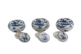 Ensemble de 6 boîtes circulaires en porcelaine, Chine, ca 1690: toutes provenant du "Vung Tau Cargo"
