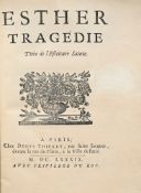 \[RACINE (Jean)\]. Esther, tragédie tirée de l'Escriture sainte. Paris, Denys Thierry, 1689. Petit i