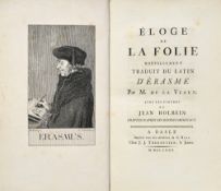 ERASME. Éloge de la folie. Bâle, J. Thurneysen, 1780. In-8° relié plein veau blond raciné, dos lisse
